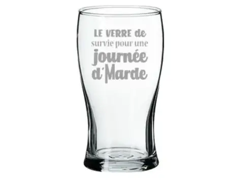 Verre à bière gravé - Journée d'marde