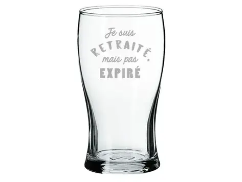 Verre à bière gravé - Je suis retraité