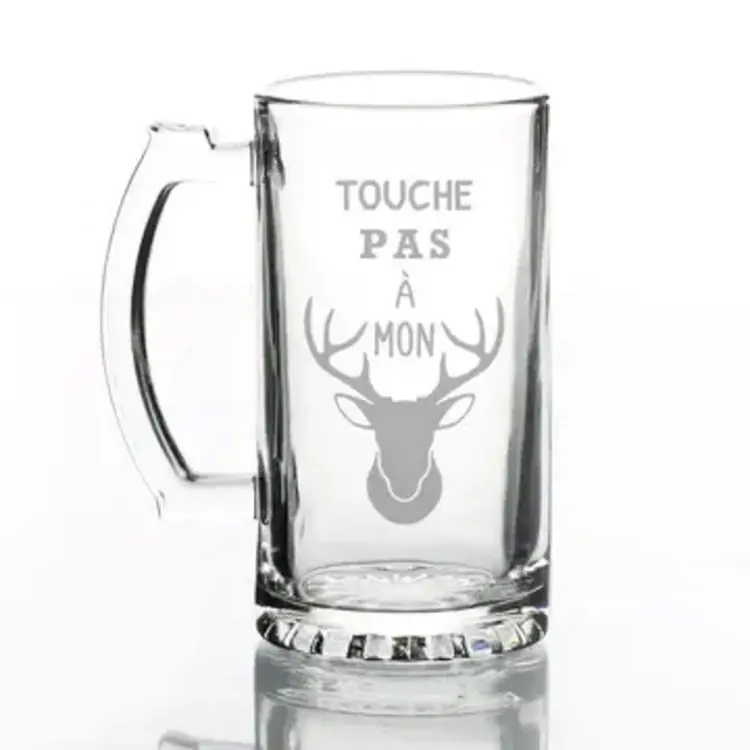 Verre à bière  gravé - Touche pas...