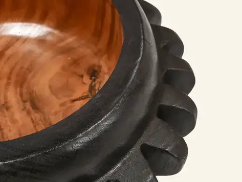 Bol en bois de suar naturel et noir