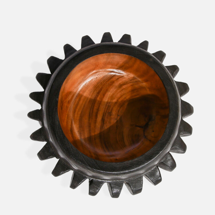 Bol en bois de suar naturel et noir