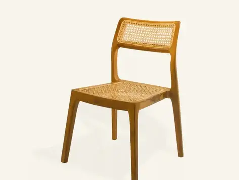 Chaise table à diner en teck et rotin