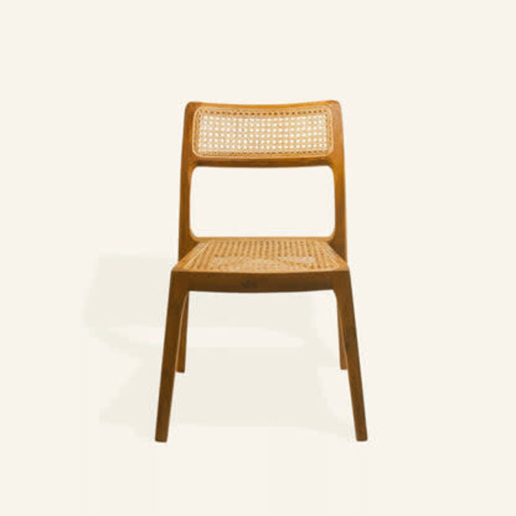 Chaise table à diner en teck et rotin