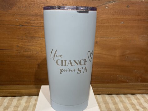 Tumbler isotherme bleu - Une chance qu'on s'a