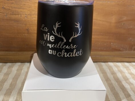 Verre à vin isotherme noir- La vie au chalet