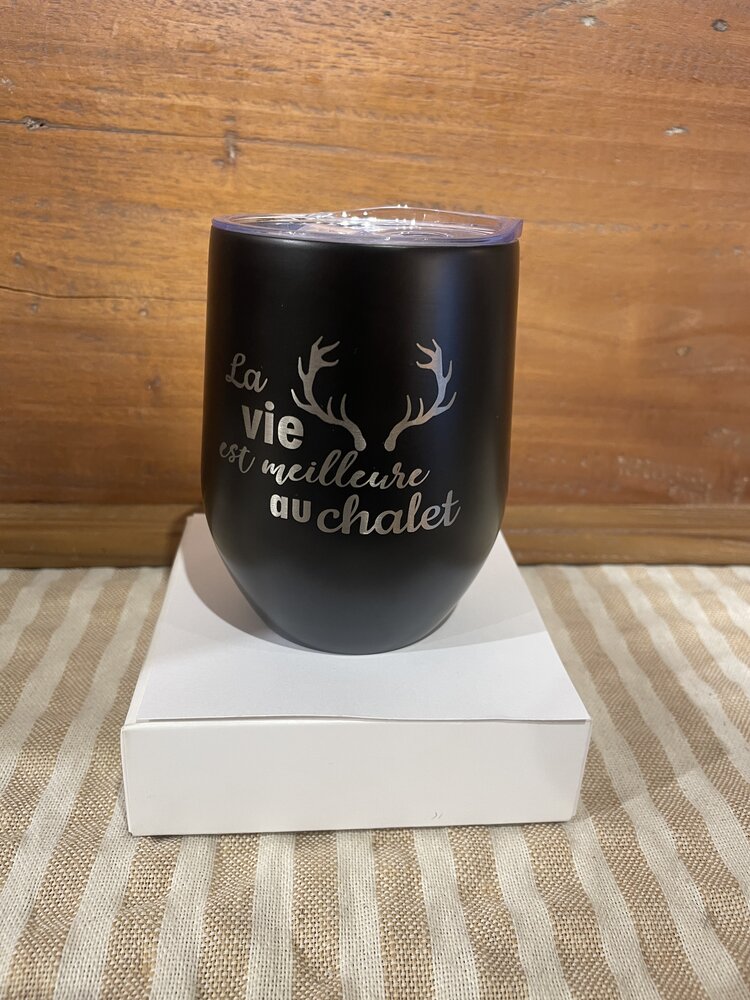 Verre à vin isotherme noir- La vie au chalet