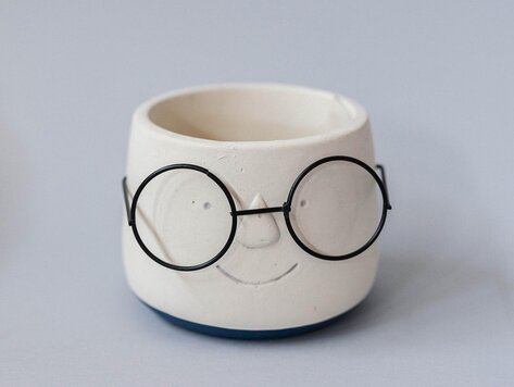 Pot à fleur visage/lunettes - grand
