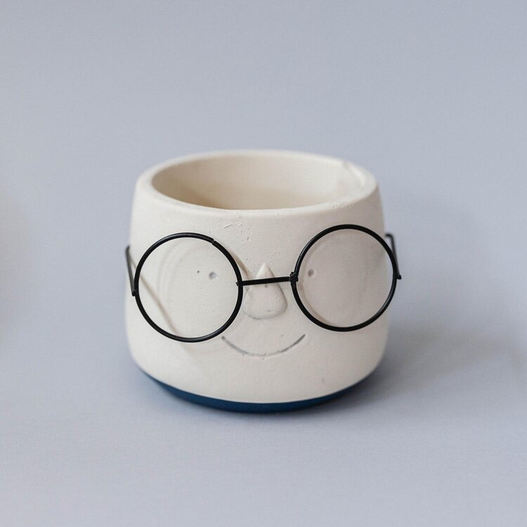 Pot à fleur visage/lunettes - grand