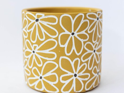 Pot à fleur jaune