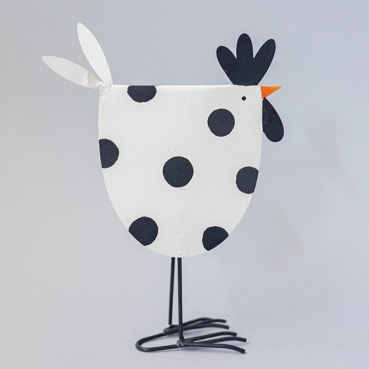 Poule blanche en métal