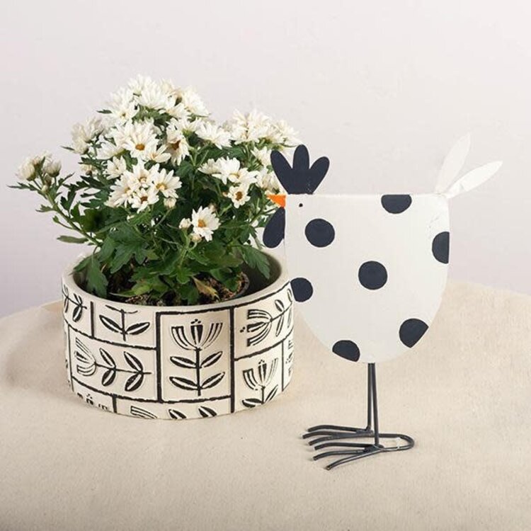 Poule blanche en métal