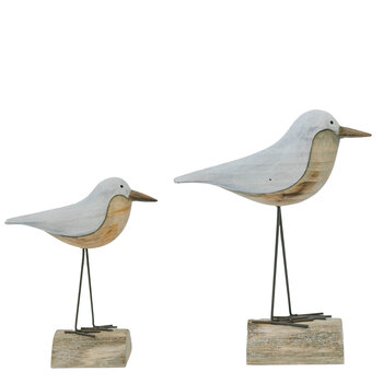 Oiseau en bois blanc et naturel - grand