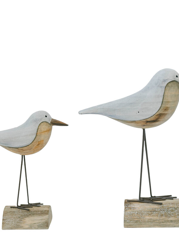 Oiseau en bois blanc et naturel - grand