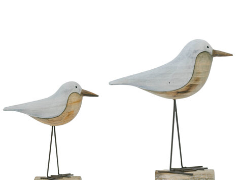 Oiseau en bois blanc et naturel - petit