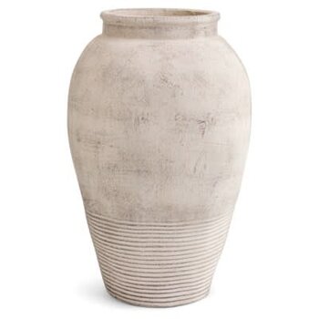 Vase en terre cuite blanc 17"H