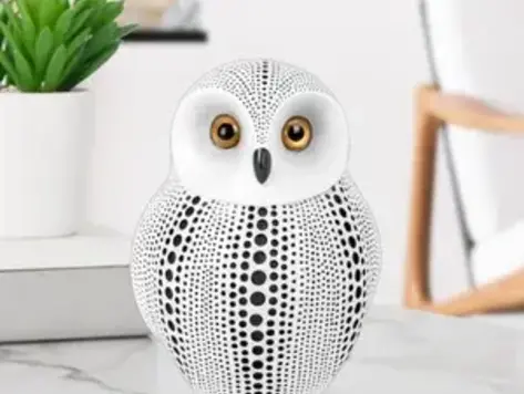 Hibou blanc & noir en résine