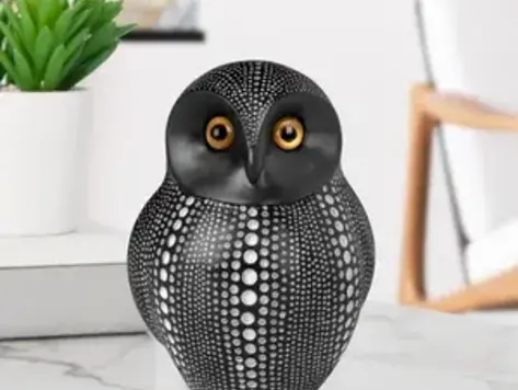 Hibou noir & blanc en résine