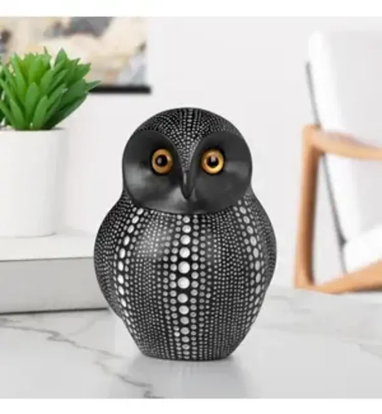 Hibou noir & blanc en résine