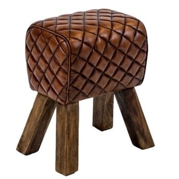 Tabouret en cuir brun