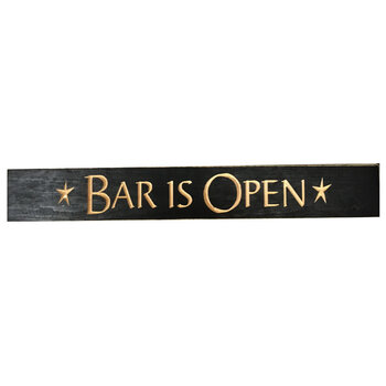 Affiche en bois - Bar is open