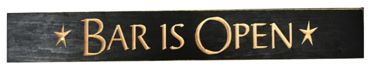 Affiche en bois - Bar is open