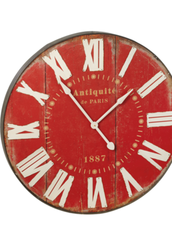Horloge rouge Antiquité de Paris 35 5/8"