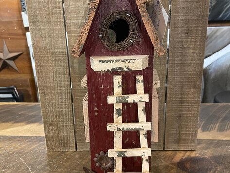 Cabane d'oiseaux échelle blanche