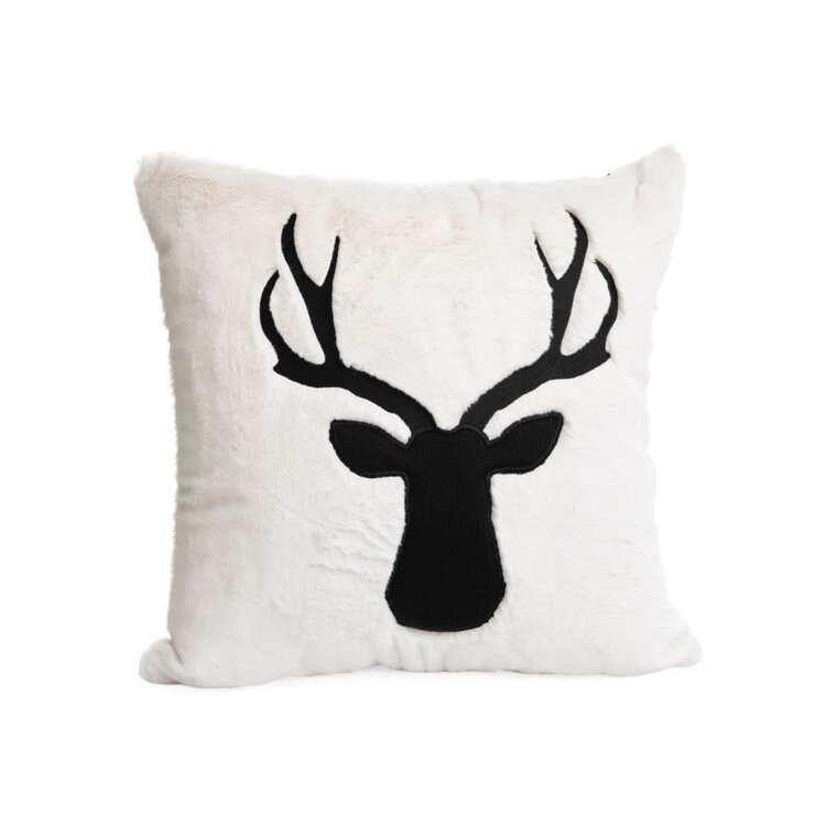 Coussin cerf blanc et noir 18"x 18"
