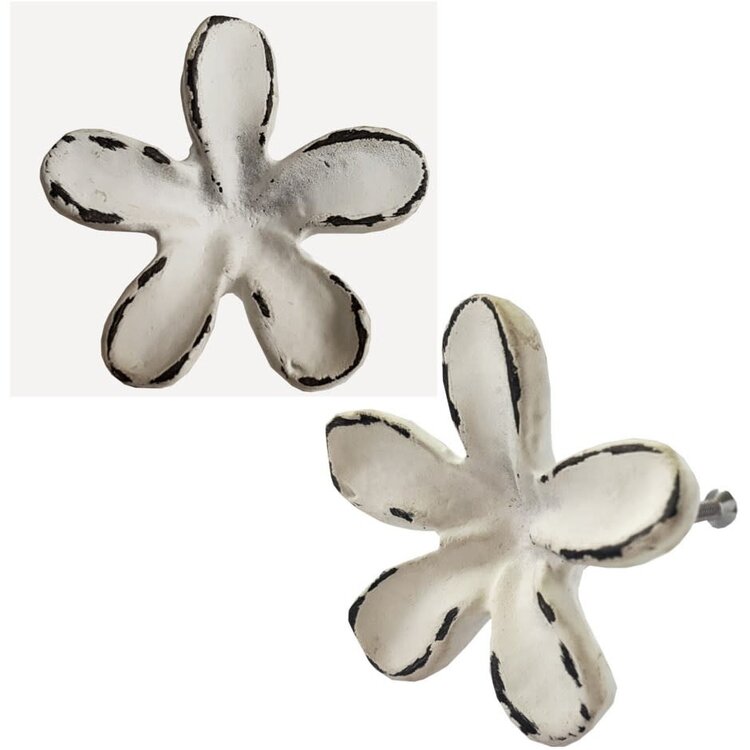 Poignée marguerite blanc vieilli