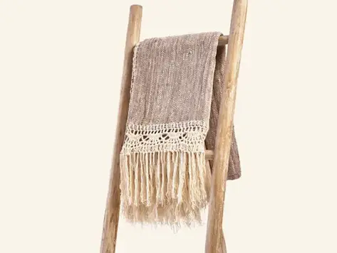 Jeté tissée à la main beige