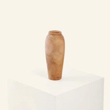 Vase en bois de teck tourné à la main 19cm