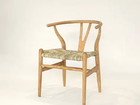 Chaise Wishbone en teck et écorce de bananier