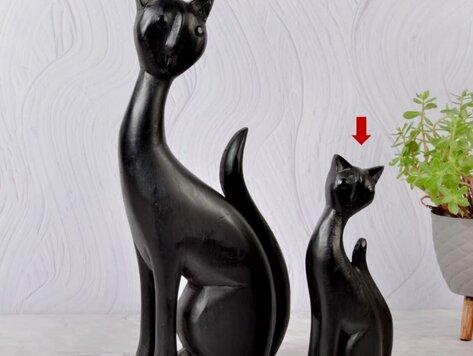 Chat décoratif en bois 9"H