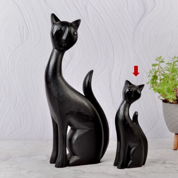 Chat décoratif en bois 9"H