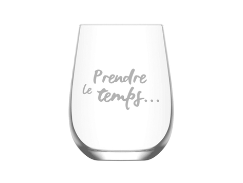 Verre à vin gravé - Prendre le temps