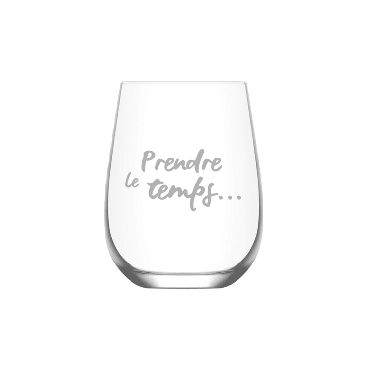 Verre à vin gravé - Prendre le temps