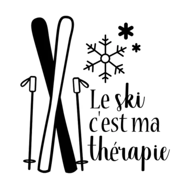 Coupe à vin gravée - Le ski c'est ma thérapie