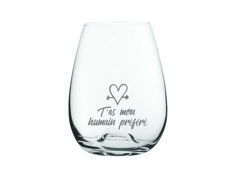 Verre à vin gravé - T'es mon humain préféré