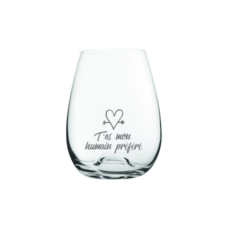 Verre à vin gravé - T'es mon humain préféré