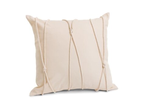 Coussin beige avec corde 18"x18"
