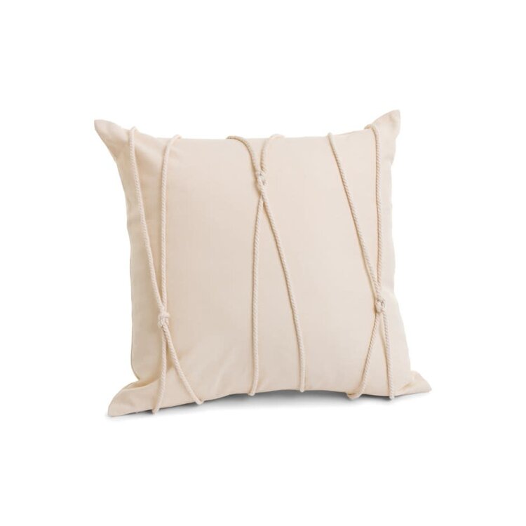 Coussin beige avec corde 18"x18"