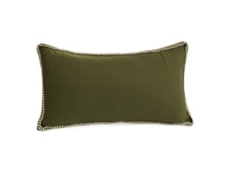 Coussin vert en coton surpiqué 12"x22"