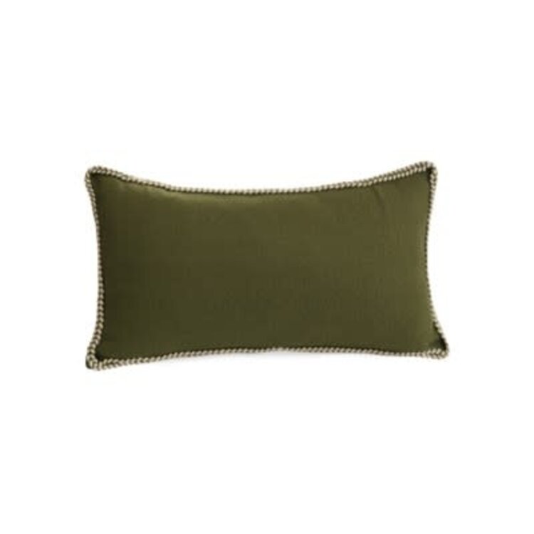 Coussin vert en coton surpiqué 12"x22"