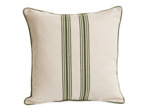Coussin avec rayures ivoire & vert 18"x18"