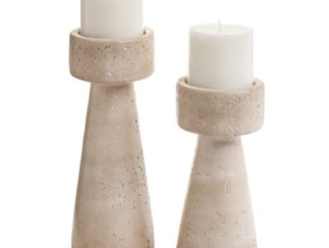 Bougeoir en ciment beige - grand