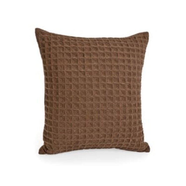Coussin en coton gaufré brun 20"x 20"