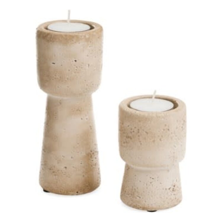 Bougeoir en travertin beige -petit