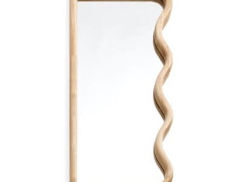 Miroir ondulé en bois naturel