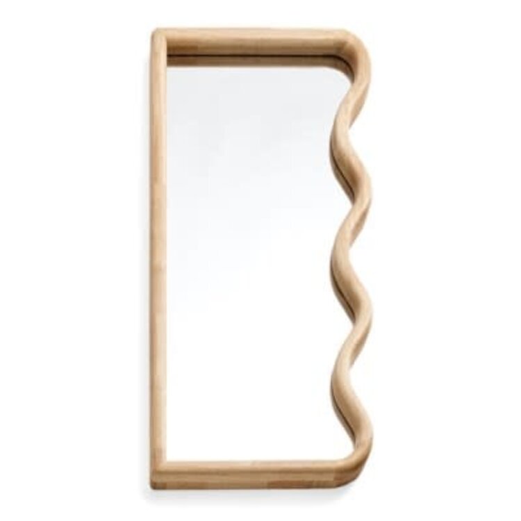 Miroir ondulé en bois naturel