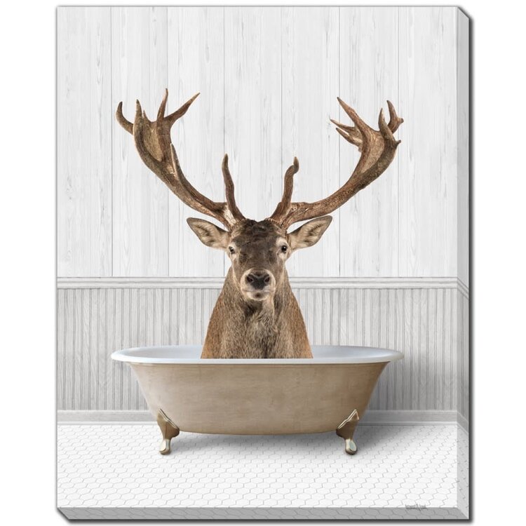 Cadre Bath time deer 16" x 20"
